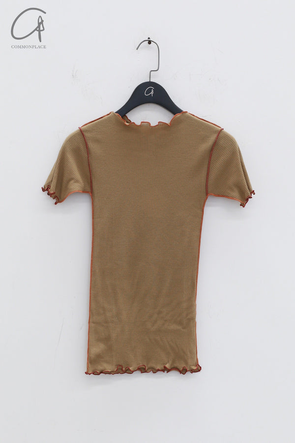 BASERANGE Textured T-Shirt Portugal BAS-TTVN-RB-AU24-FCZ Emerald Brown (Orange)
